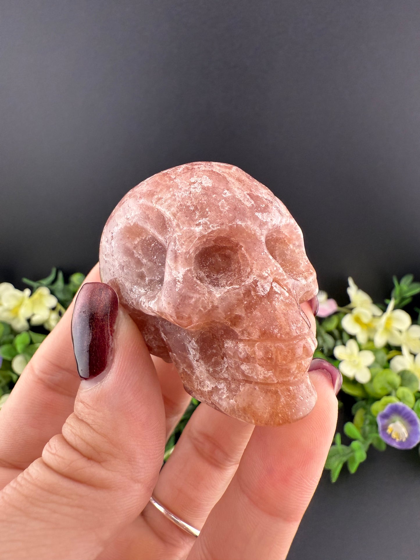 Strawberry Quartz Skull