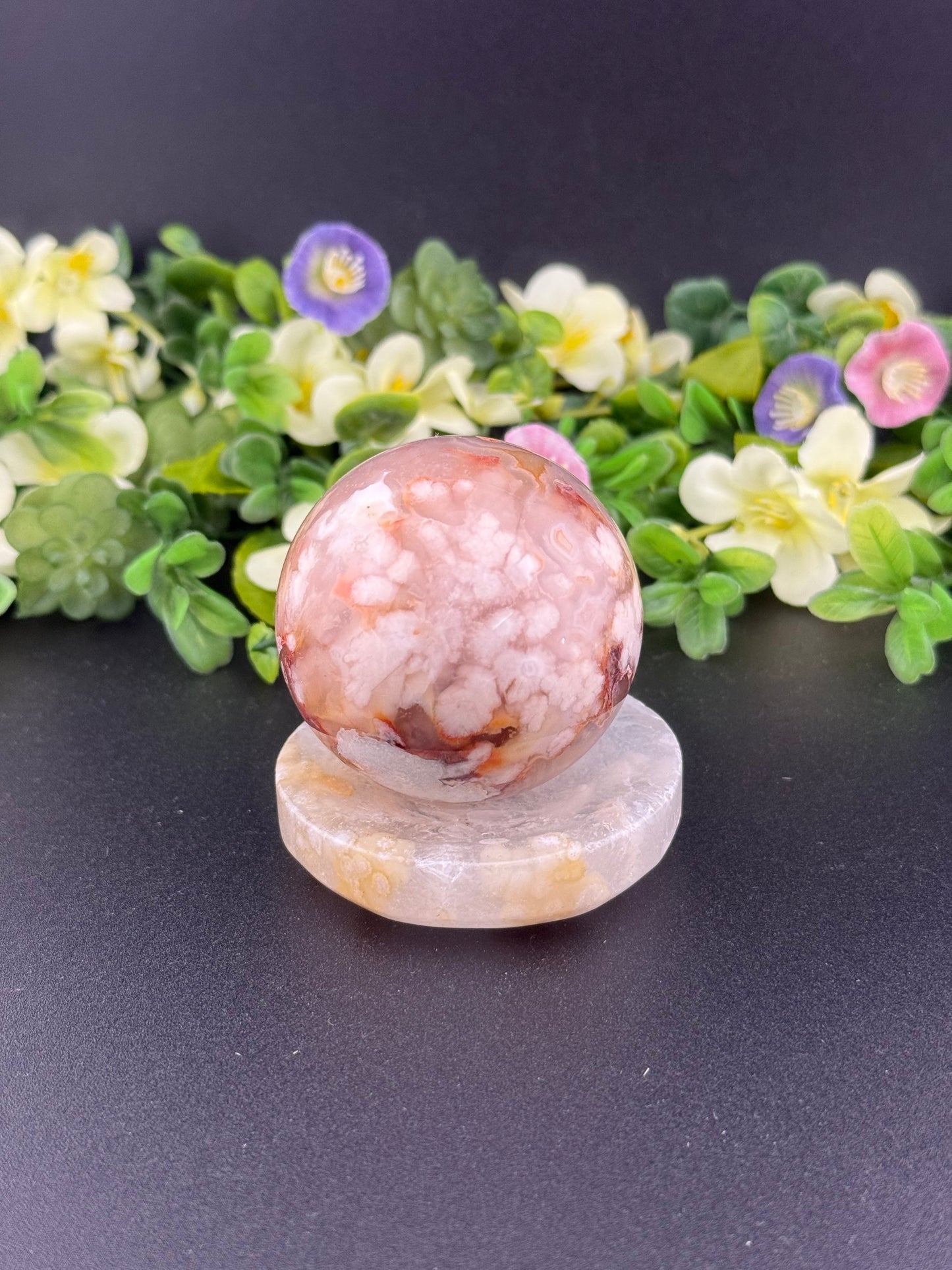Flower Agate Sphere Holder