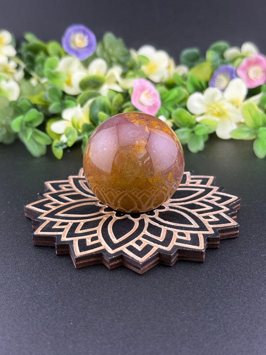 Etched Wooden Sphere Stand