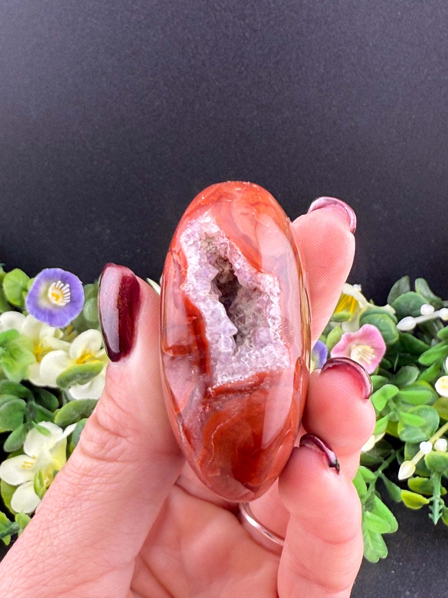 Small Druzy Carnelian Heart