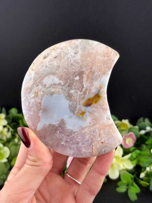 Pink Amethyst & Flower Agate Moon