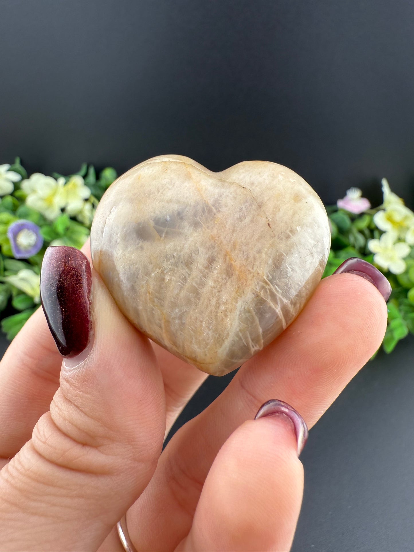 Small Peach Moonstone Heart