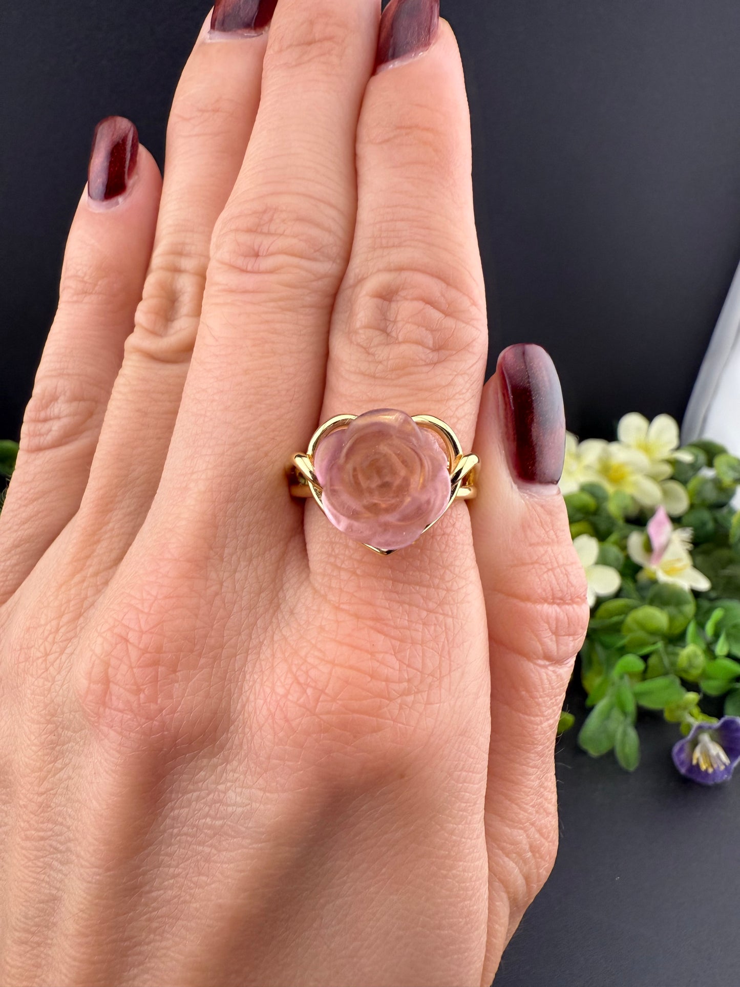 Fluorite Rose Ring (Adjustable)