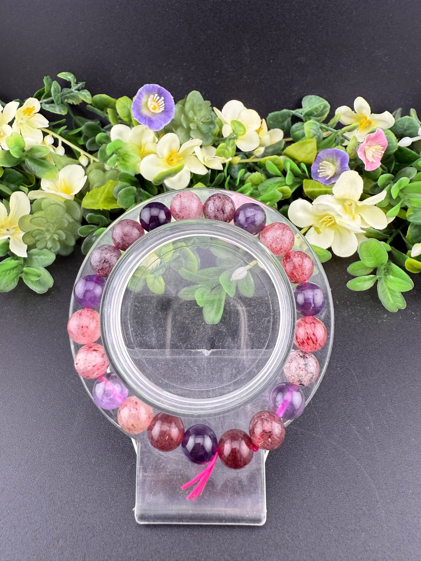 9mm Strawberry Quartz & Amethyst Bracelet