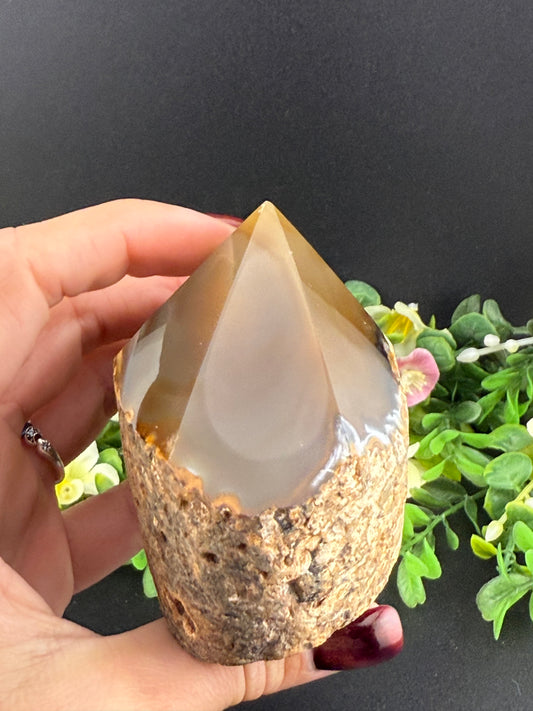 Brown Agate Half-Polished Point
