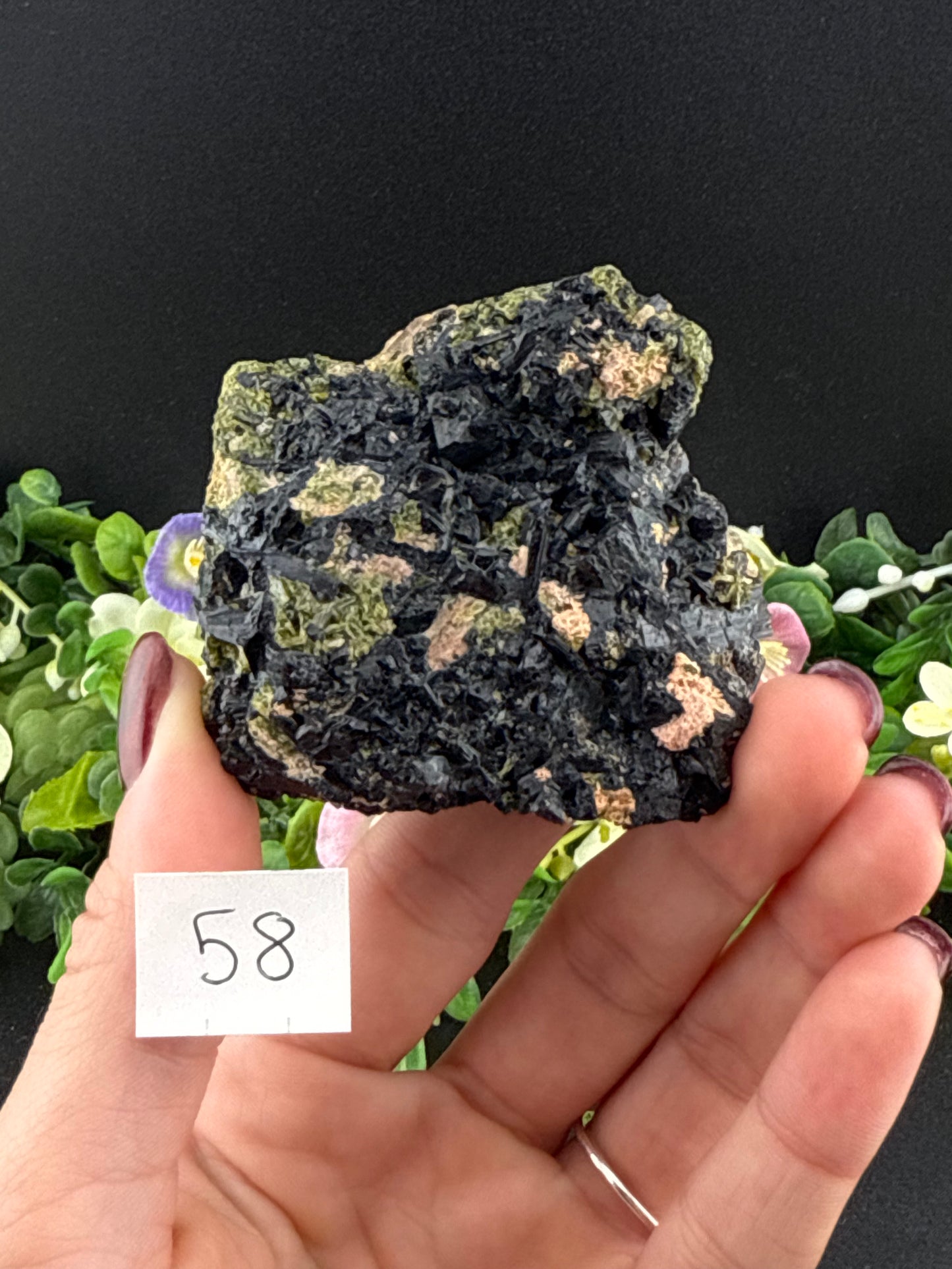 Epidote w/ Black Tourmaline Clusters