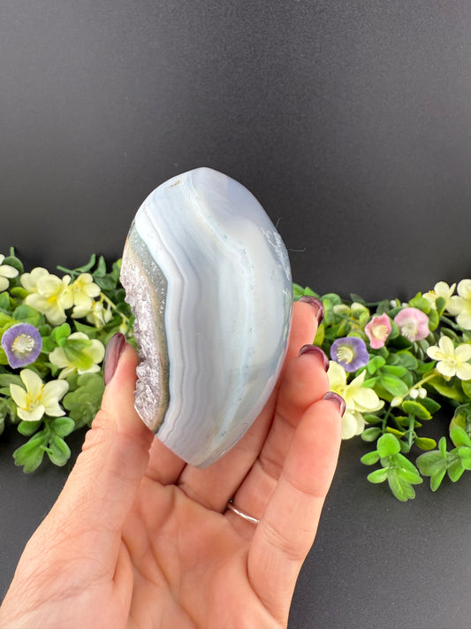 Agate with Amethyst Geode Heart