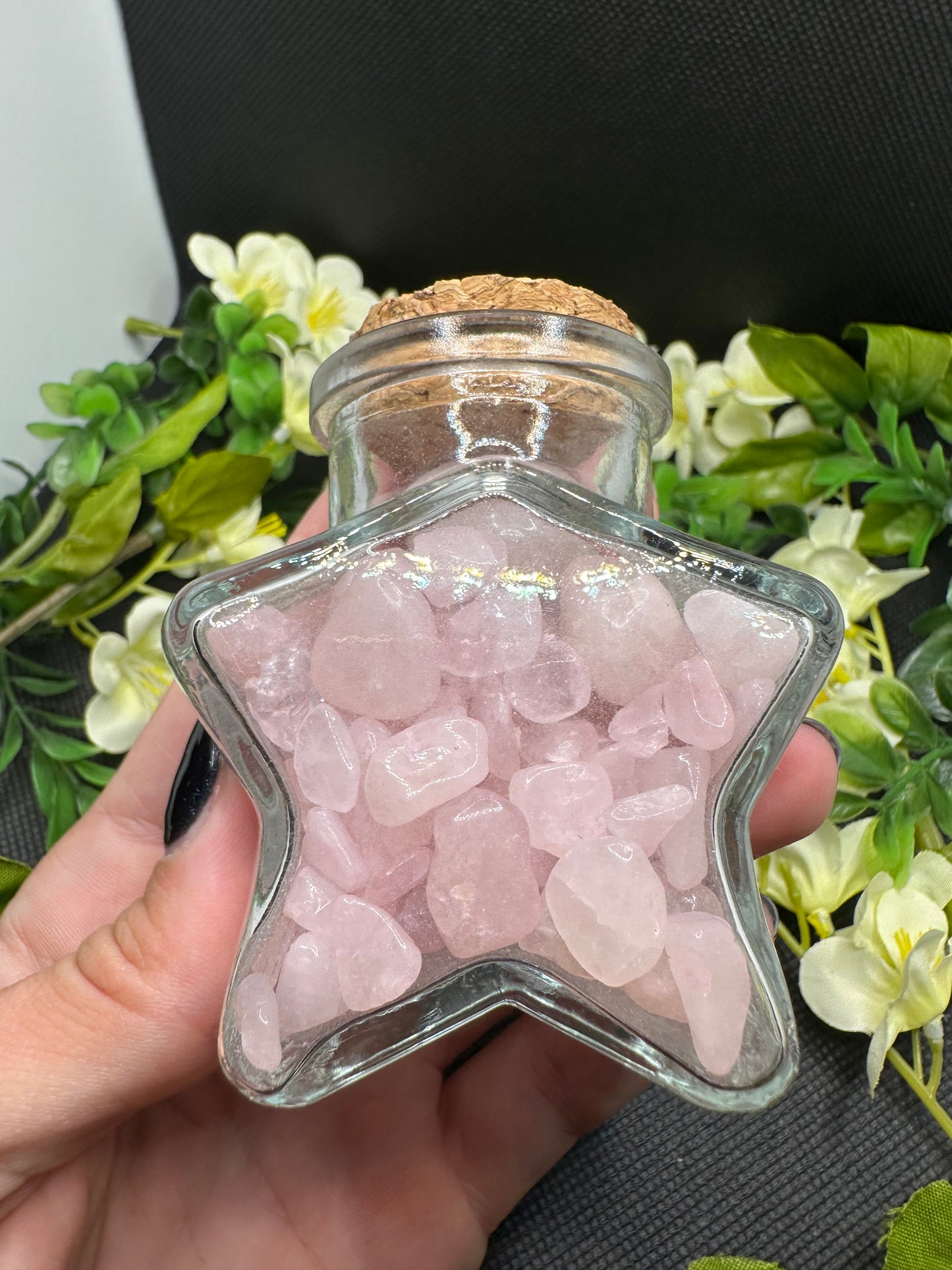 Rose Quartz Star Chip Bottle
