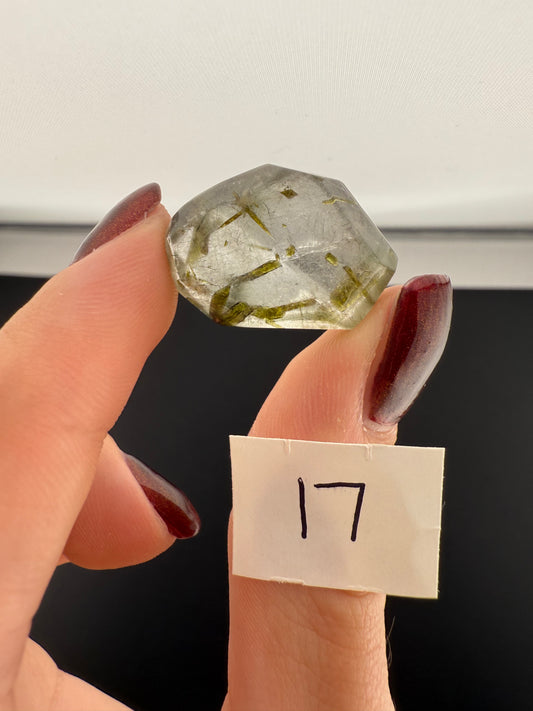 Small Green & Black Tourmaline-Included Quartz Freeforms