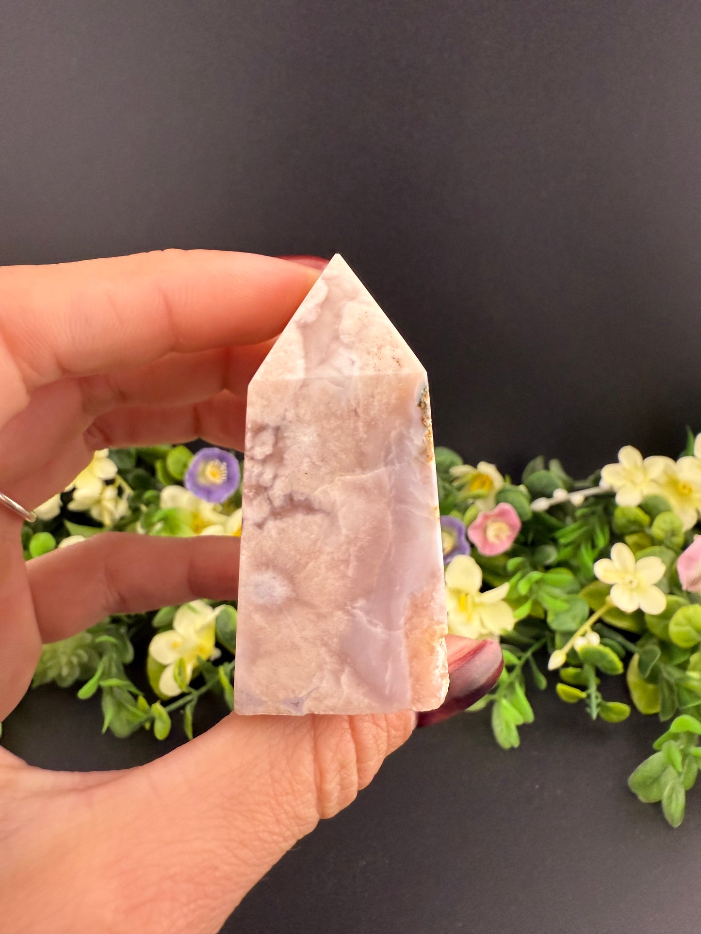 Pink Amethyst w/ Flower Agate Tower