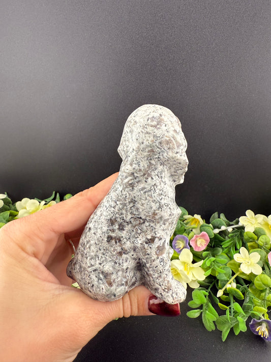 Yooperlite Sitting Dog Carving