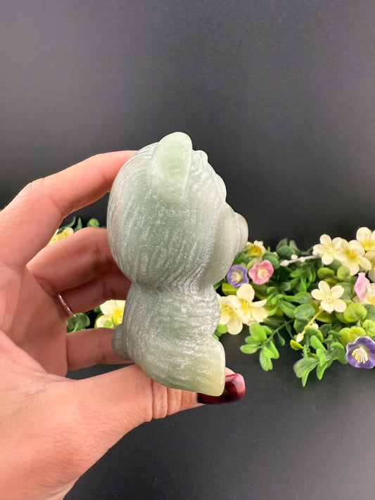 Green Aventurine Sitting Bear Carving