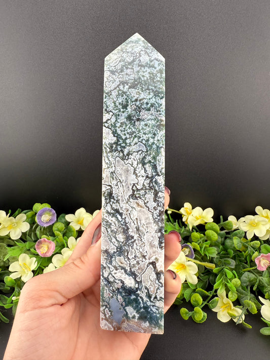 Tall Moss Agate Tower