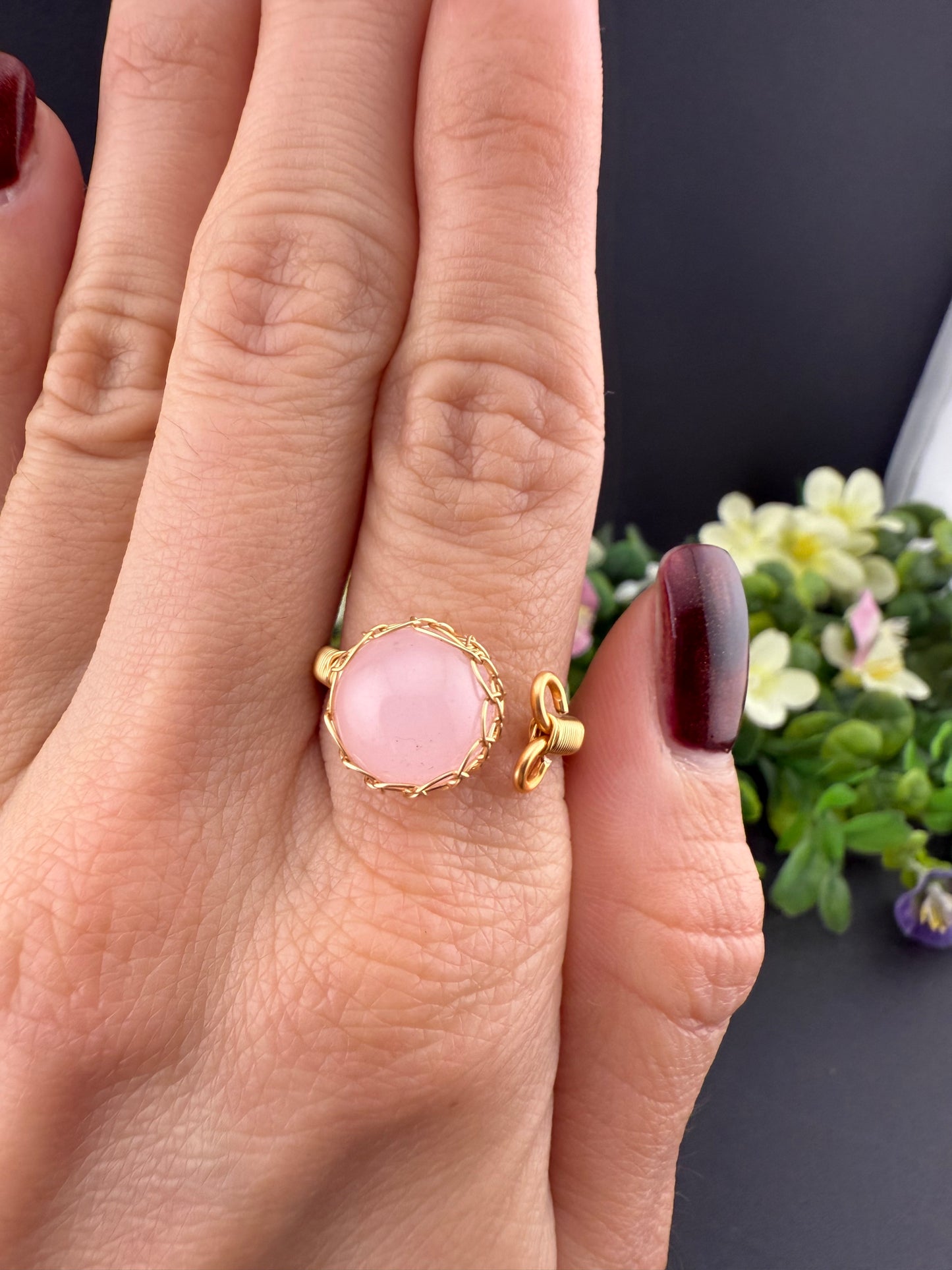Rose Quartz Ring (Adjustable)