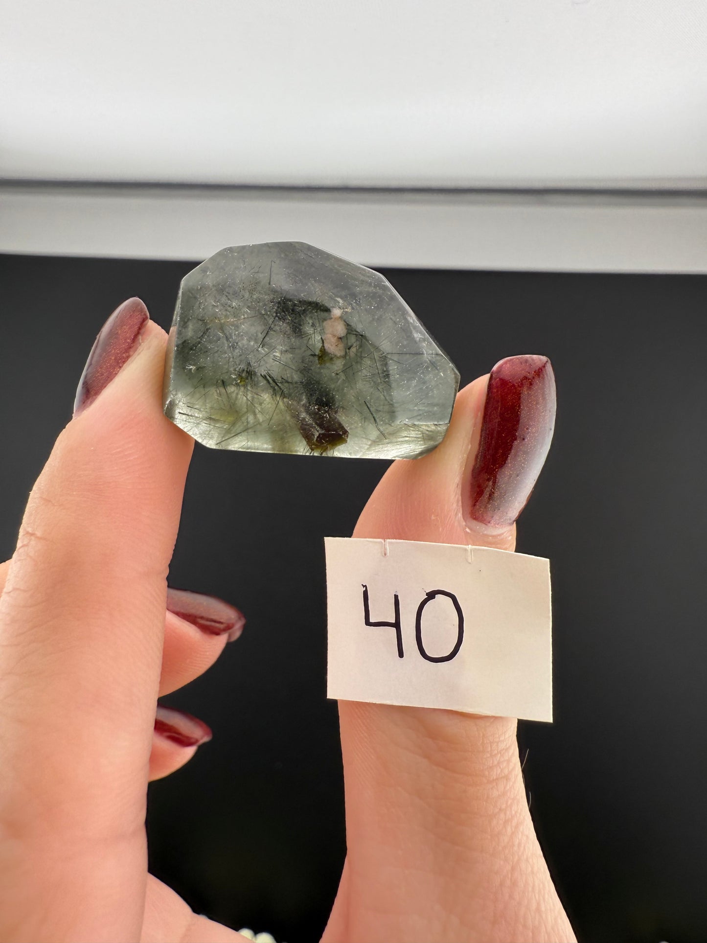 Small Green & Black Tourmaline-Included Quartz Freeforms