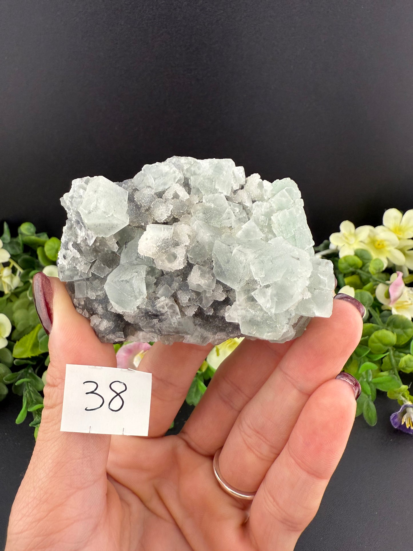 Green Cubic Fluorite on Druzy Quartz Specimens