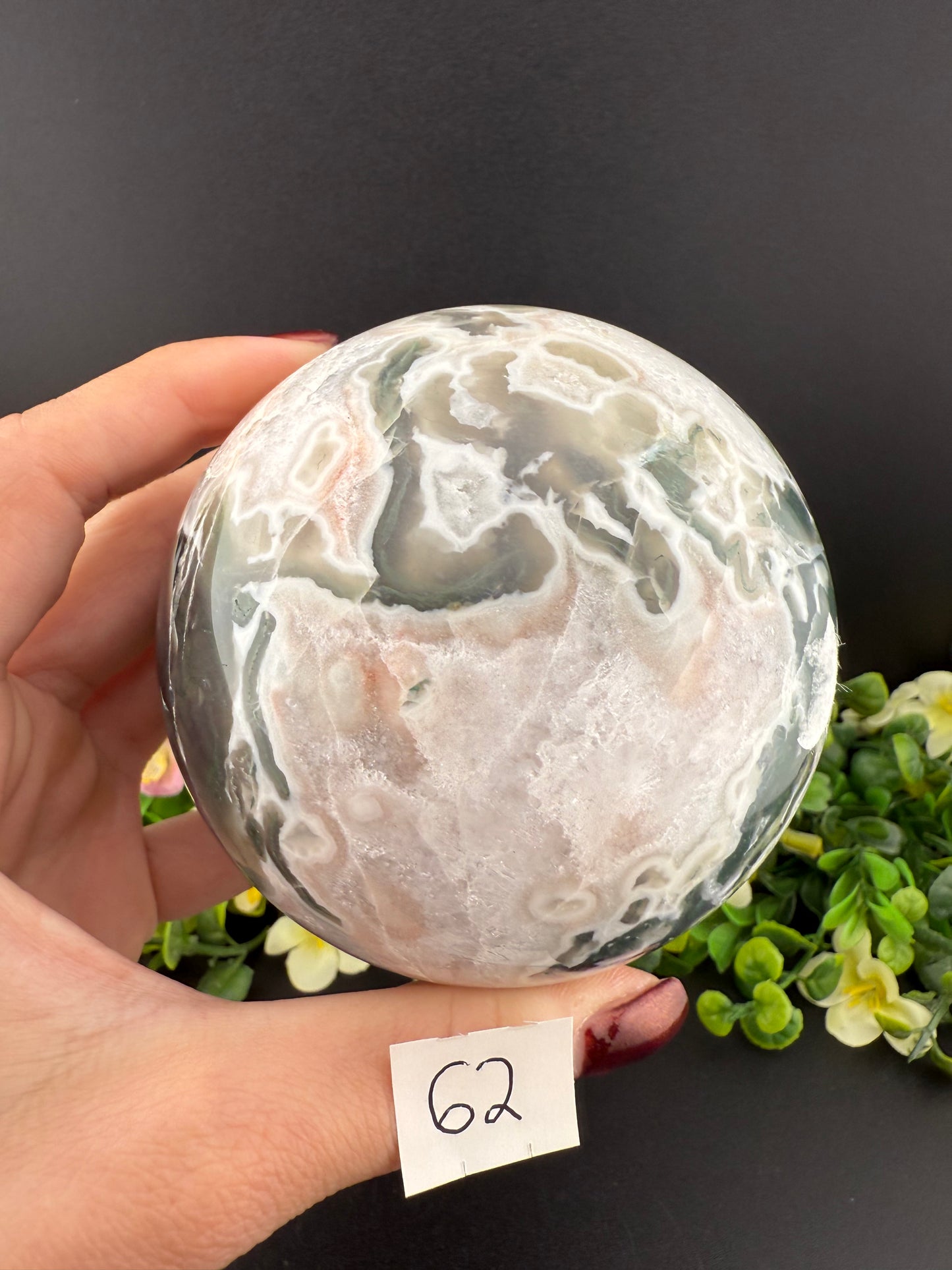 White Moss Agate Spheres