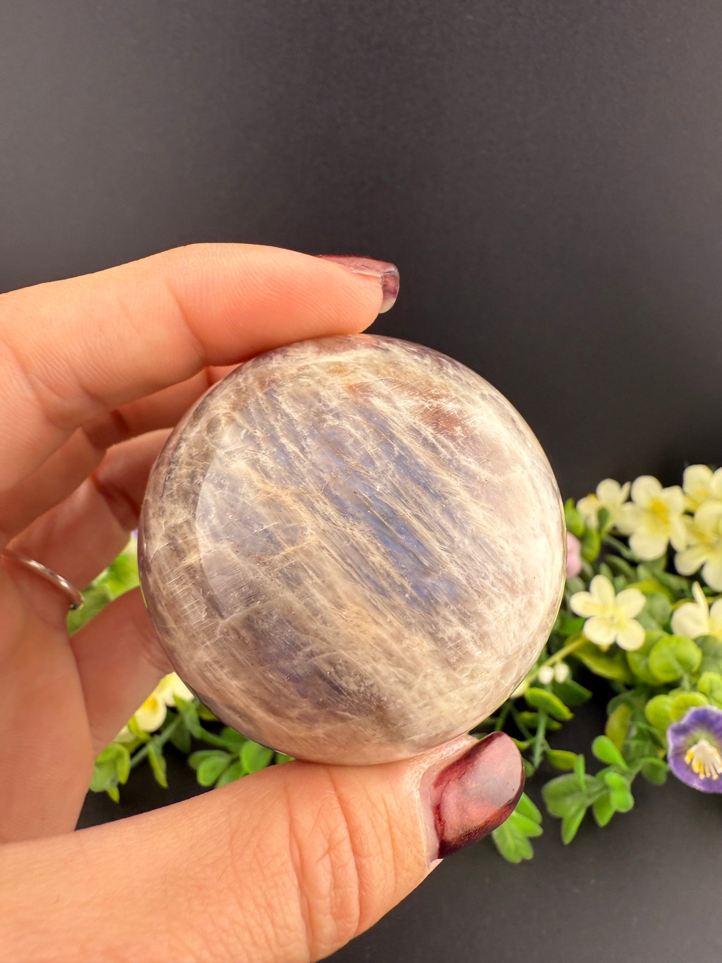 Black Moonstone with Sunstone Sphere