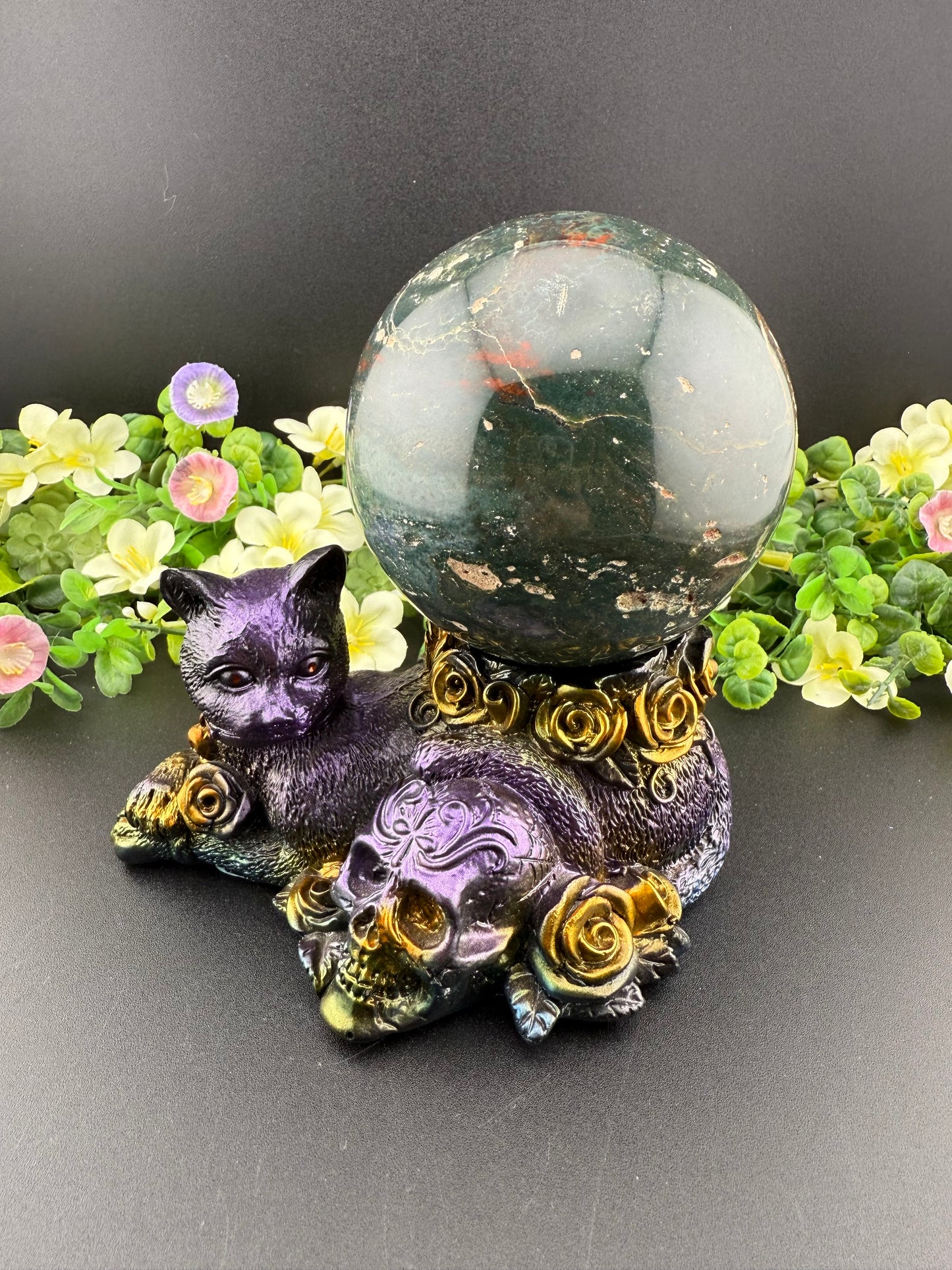 Cat, Skull, & Roses Sphere Stand