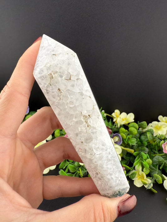 Moss Agate Wand Carving