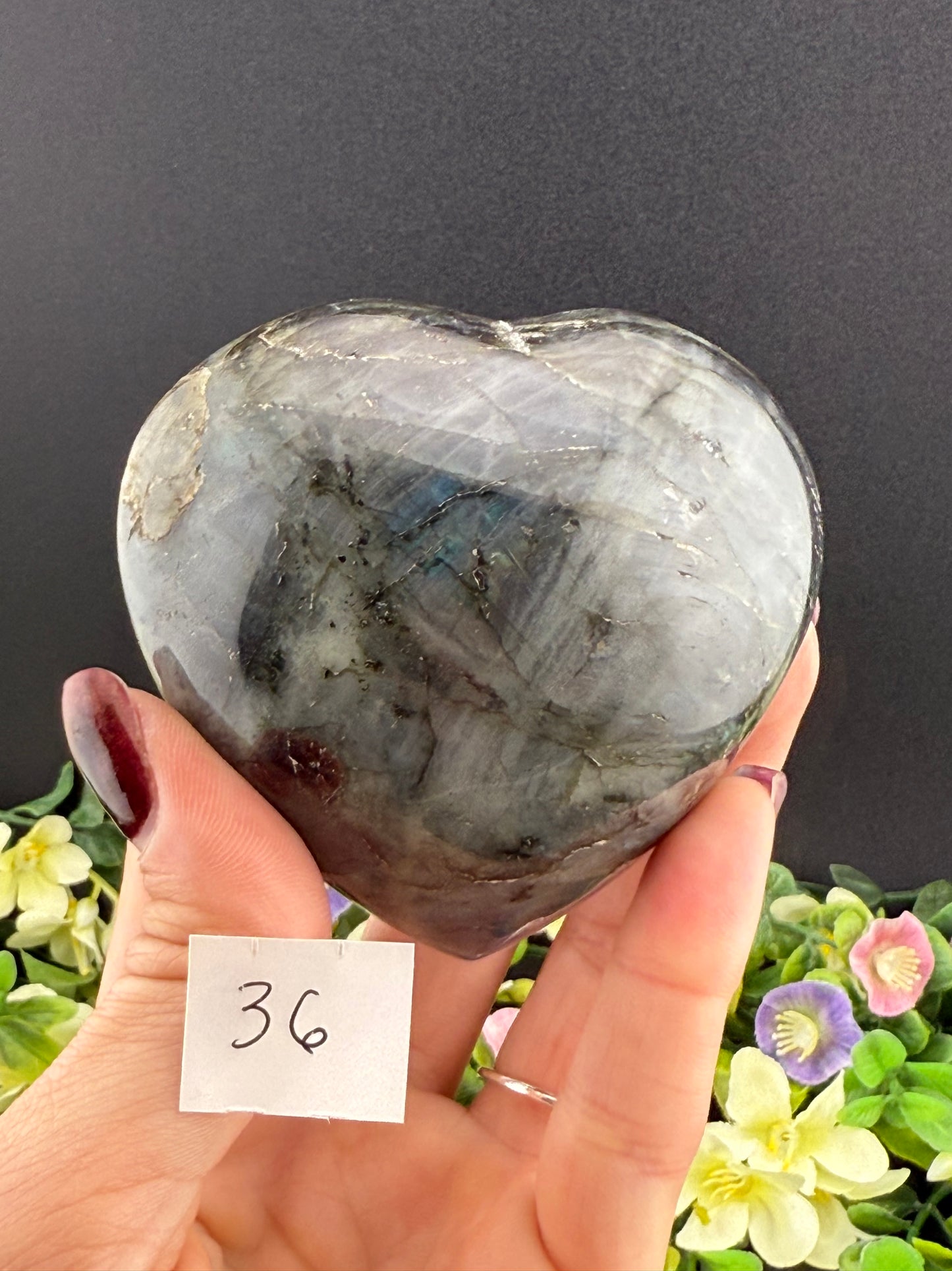 Big Labradorite Hearts