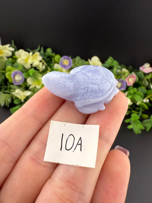 Tiny Blue Lace Agate Turtle Carvings