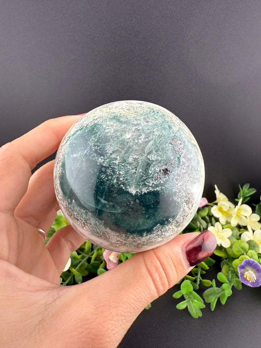 Druzy Moss Agate Sphere