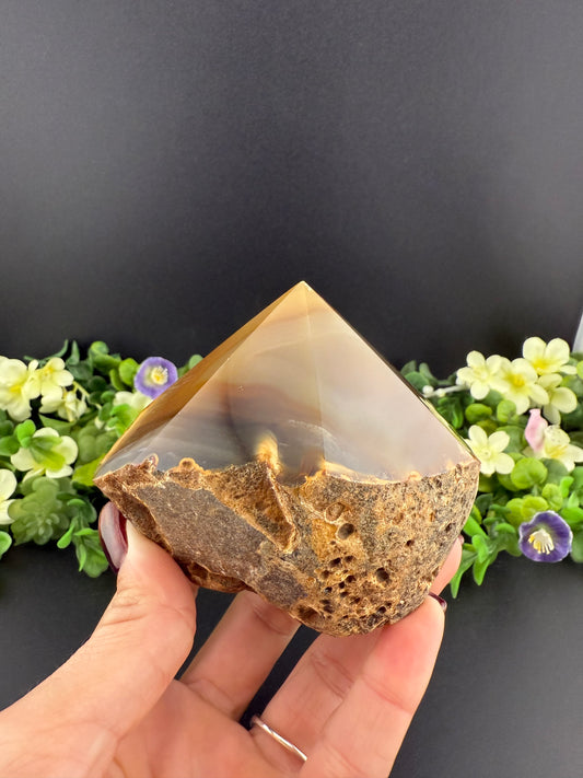 Brown Agate Half-Polished Point