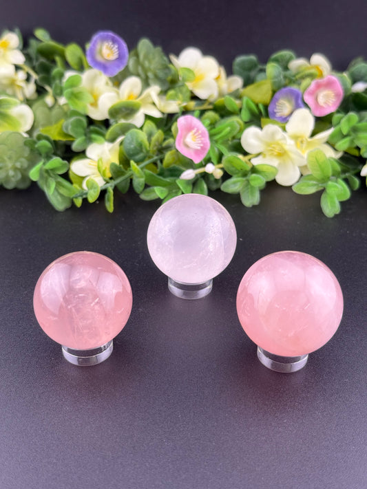 Small Star-Flash Rose Quartz Spheres [Intuitively Chosen]