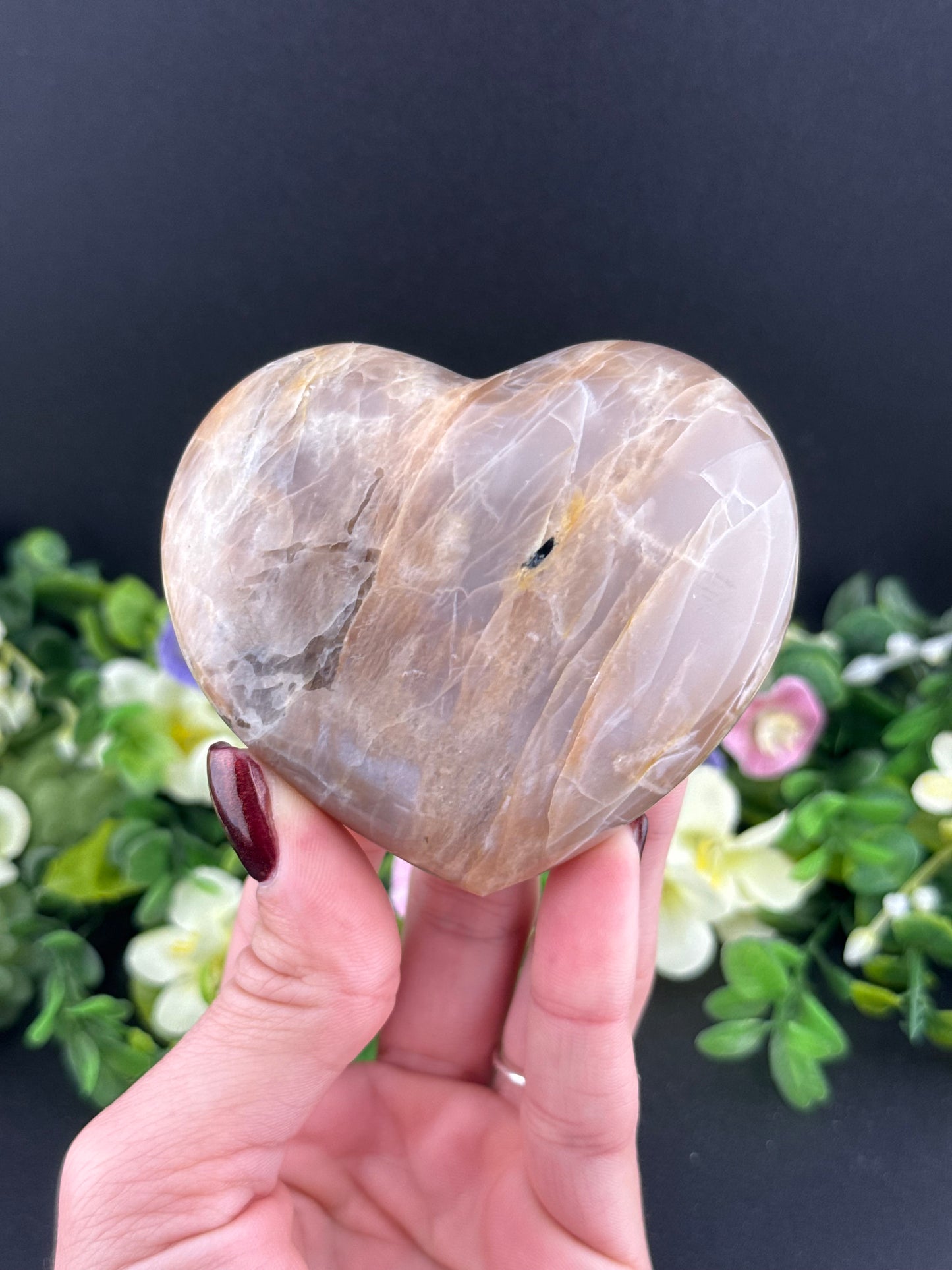 Peach Moonstone Heart