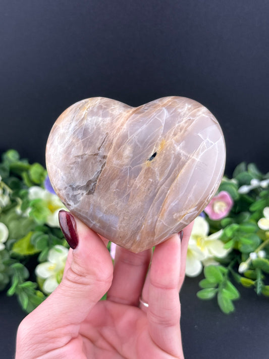 Peach Moonstone Heart
