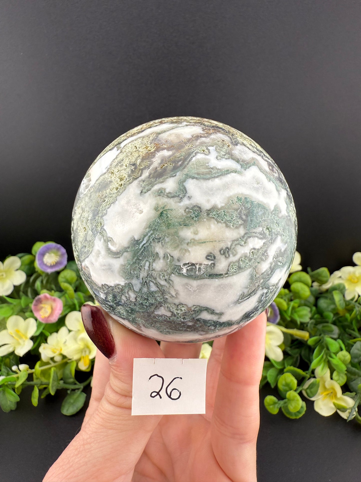 White Moss Agate Spheres