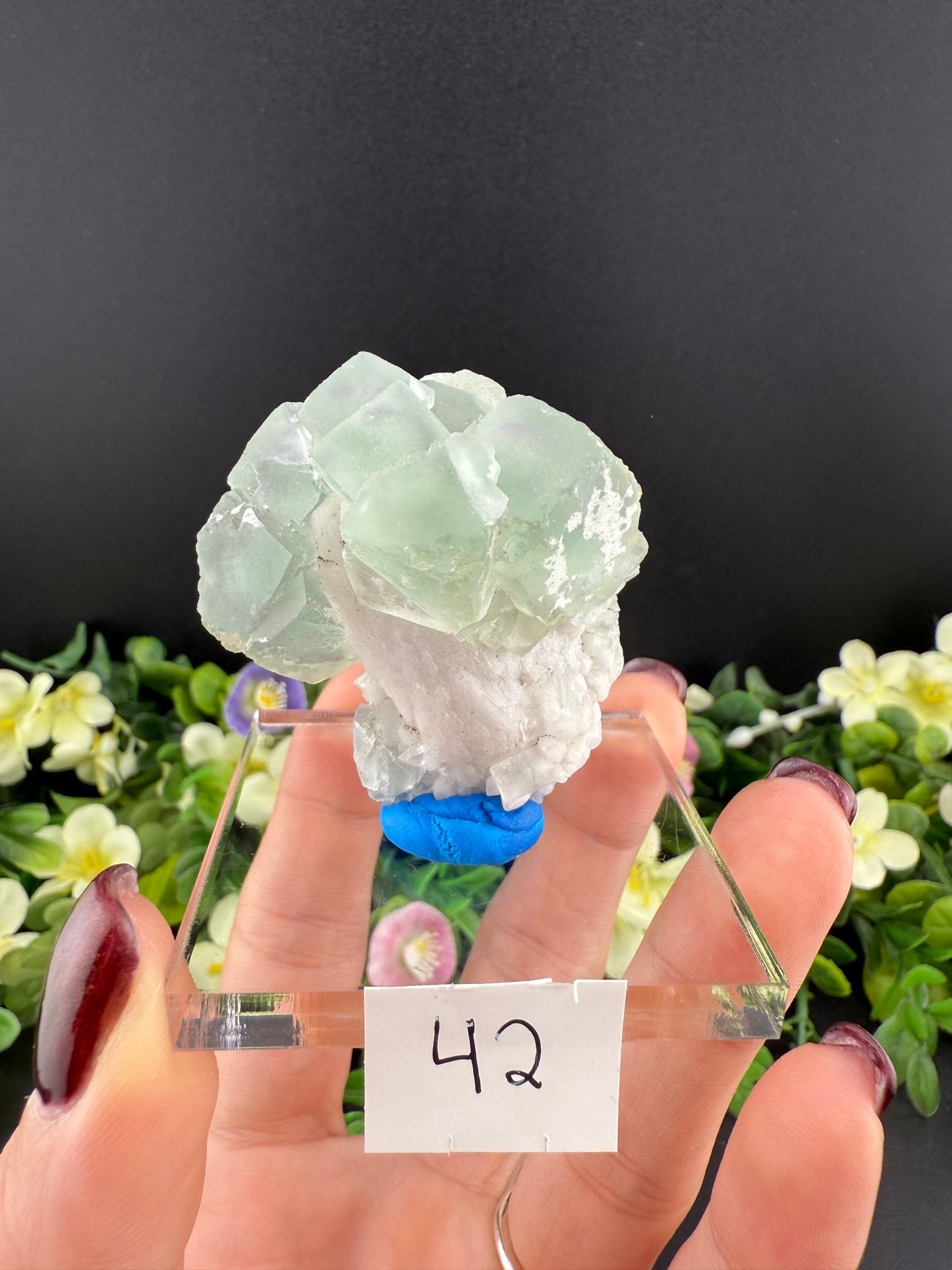 Fluorites on Candle Quartz