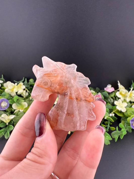 Fire Quartz Unicorn Carving