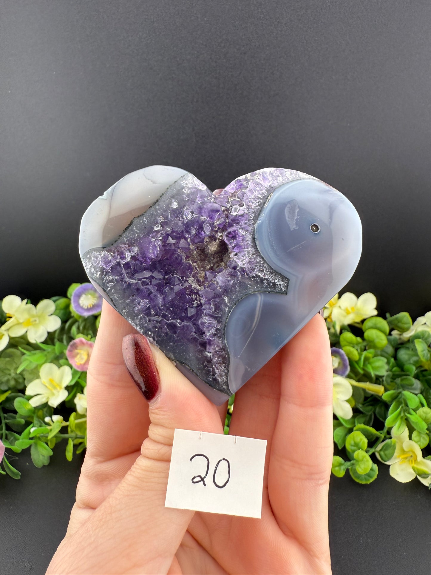 Agate w/ Amethyst Geode Hearts