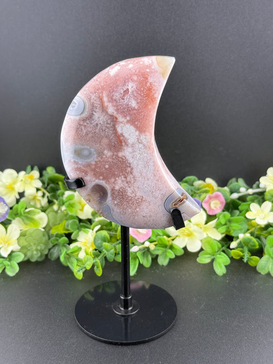 Pink Amethyst w/ Agate Moon