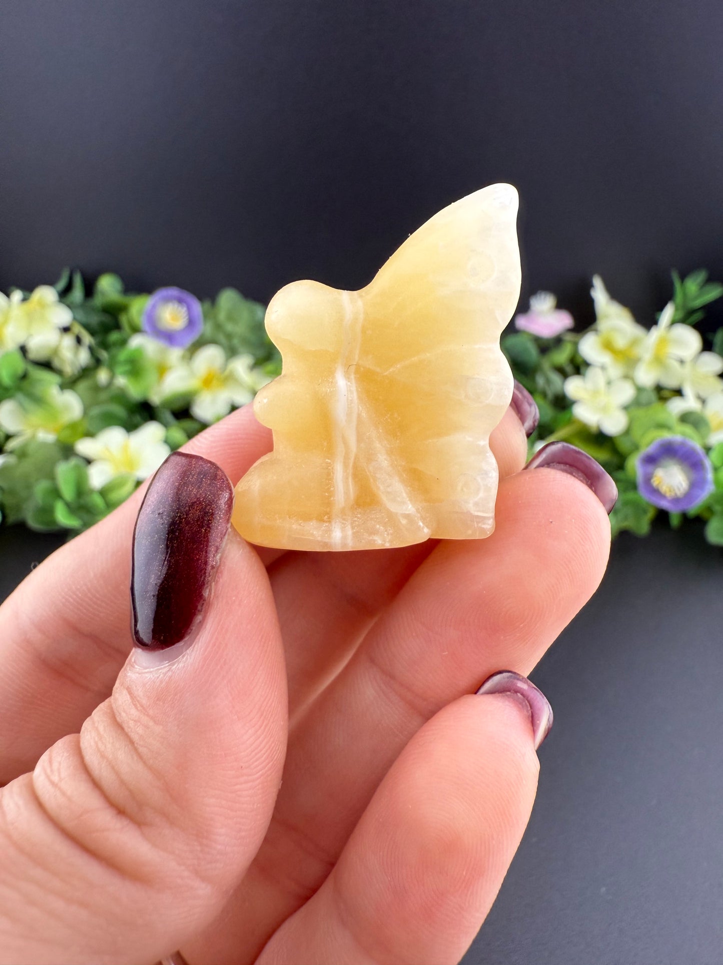 Tiny Orange Calcite Fairy Carving