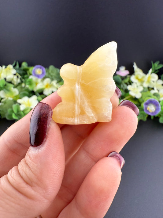 Tiny Orange Calcite Fairy Carving