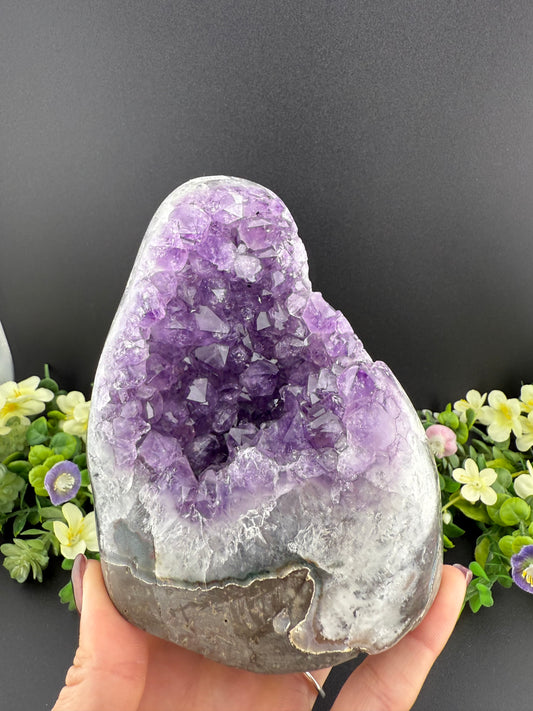 Agate with Amethyst Geode Freeform Mountain