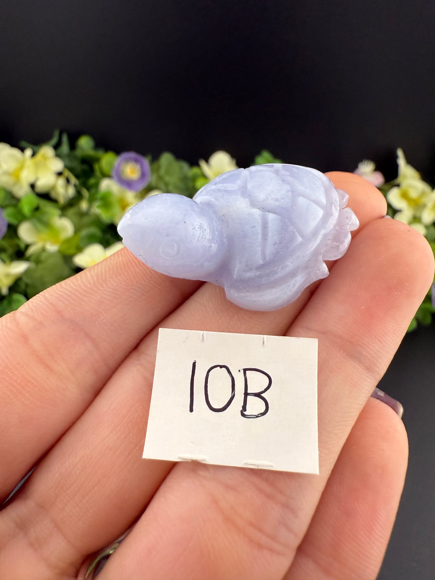 Tiny Blue Lace Agate Turtle Carvings