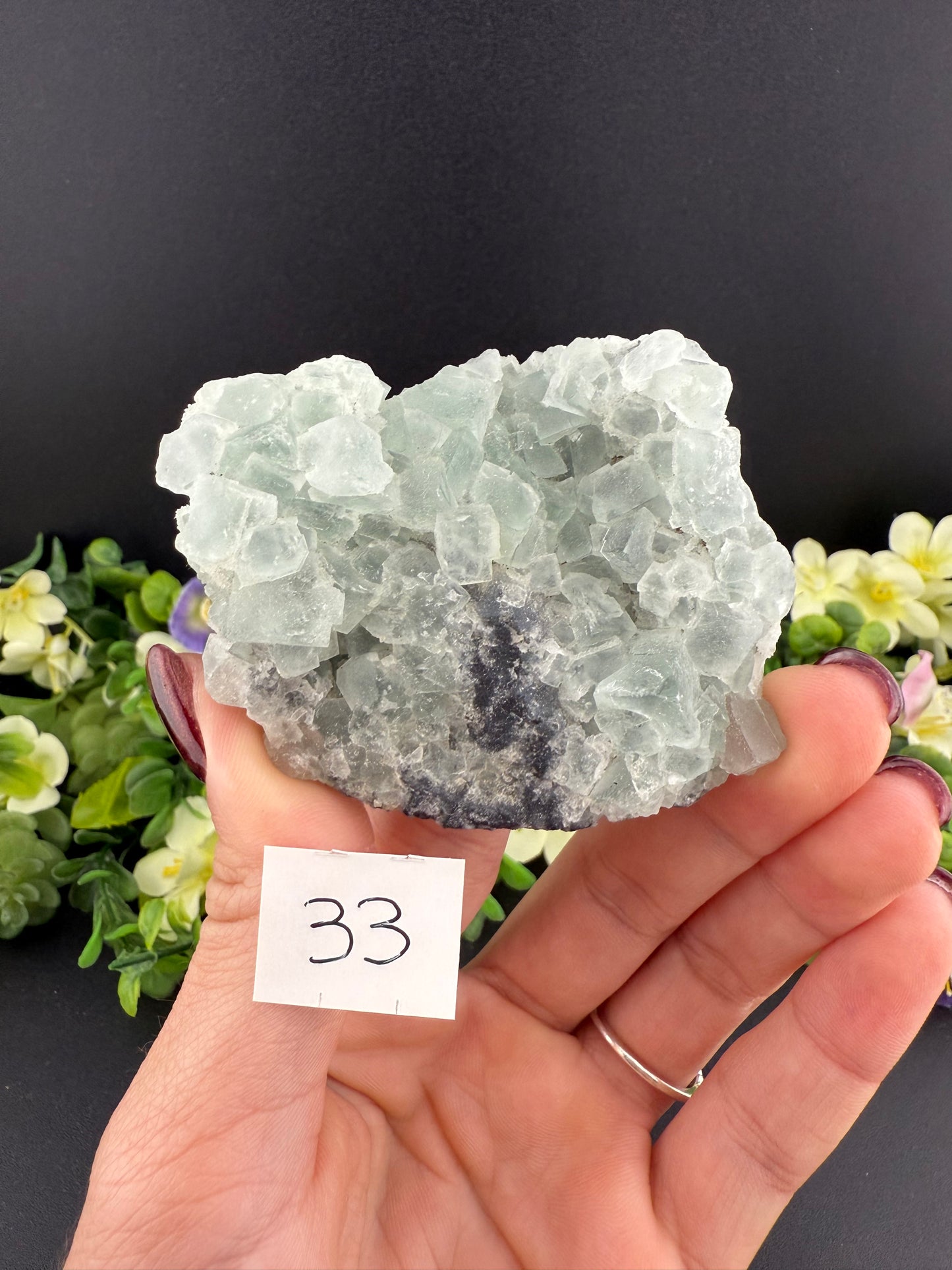 Green Cubic Fluorite on Druzy Quartz Specimens