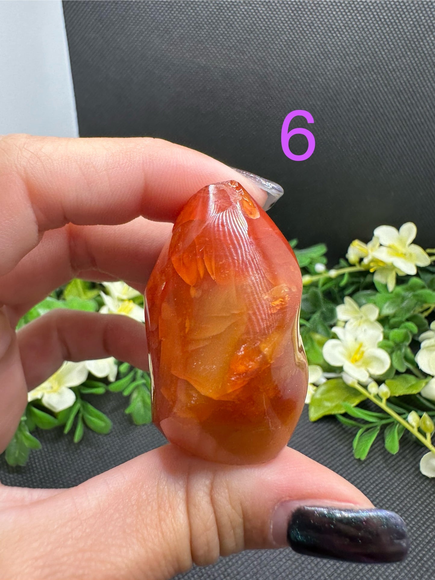 Small Druzy Carnelian Flames