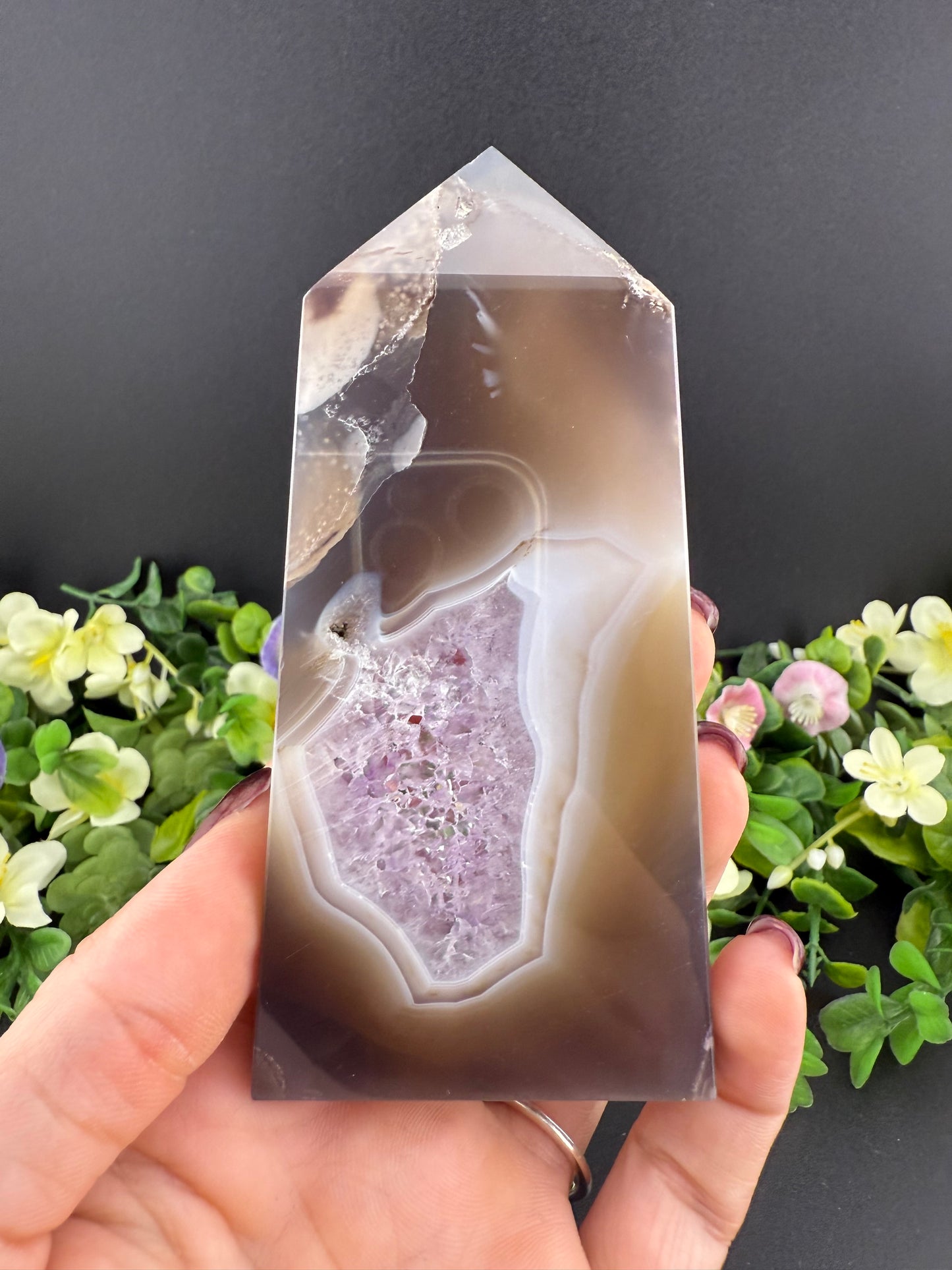 Agate w/ Amethyst Tower