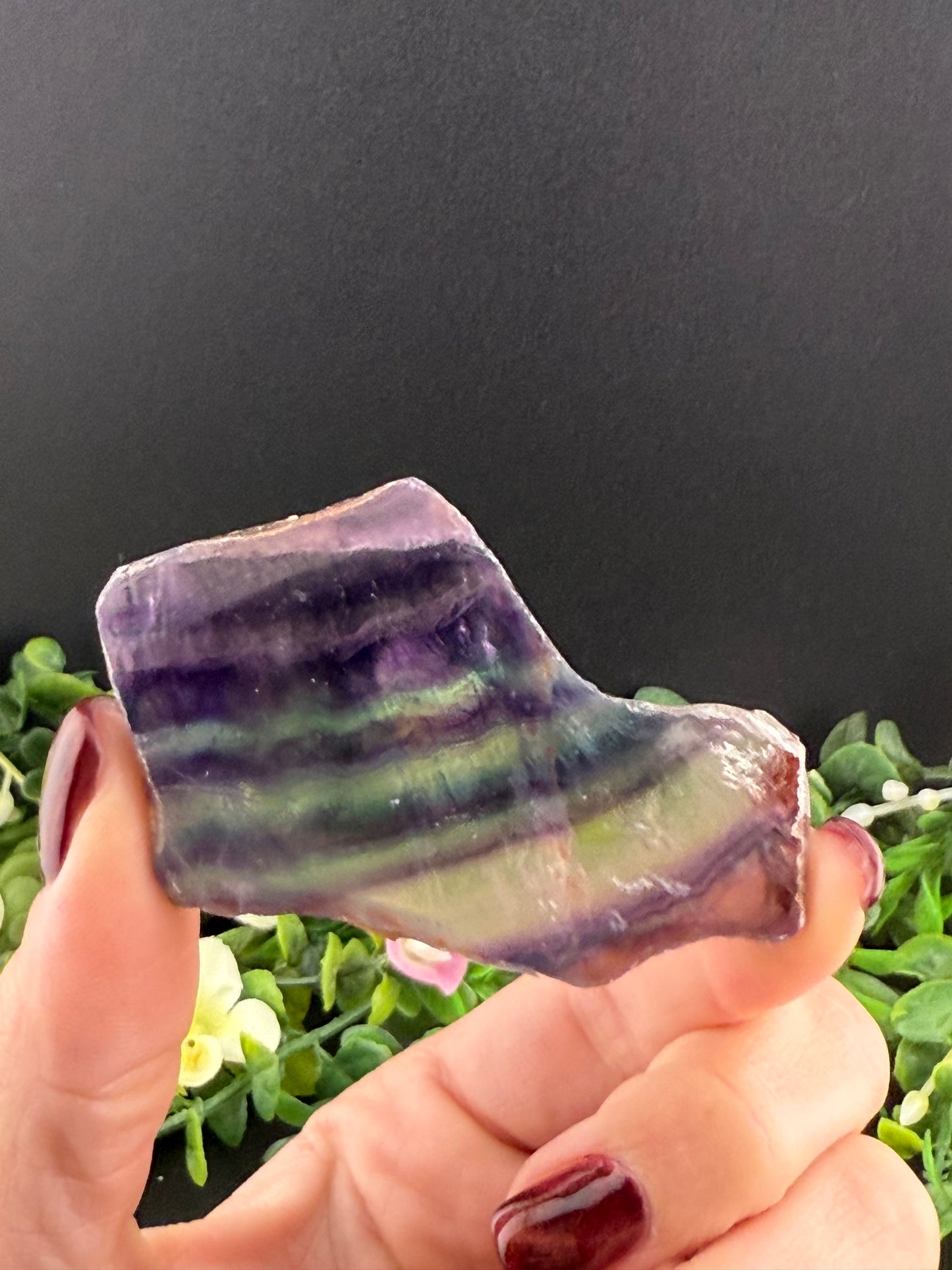 Rough Rainbow Fluorite Slice