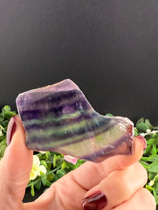 Rough Rainbow Fluorite Slice