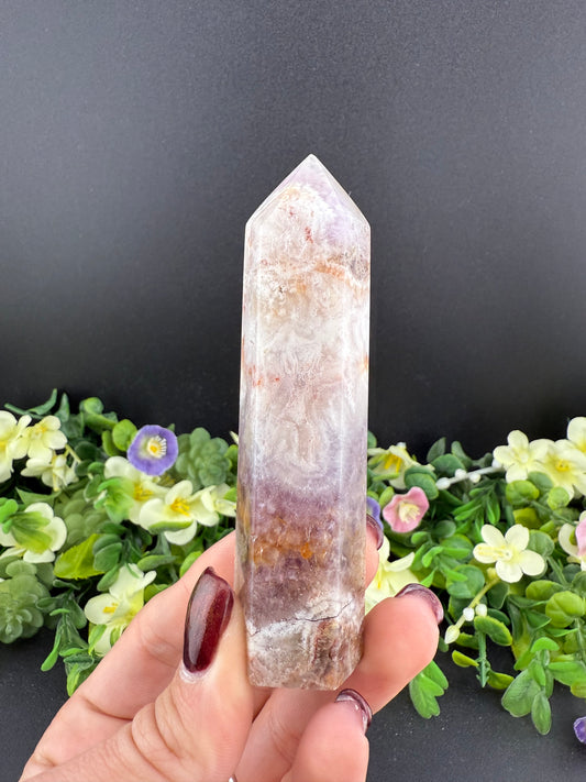 Amethyst with Mexican Crazy Lace Agate Tower