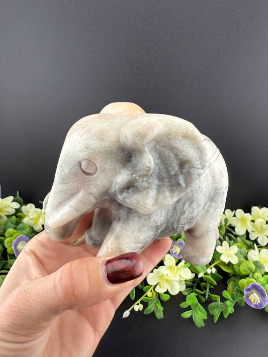 Calcite Elephant Carving