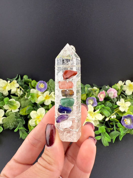 7-Chakra Clear Quartz Tower