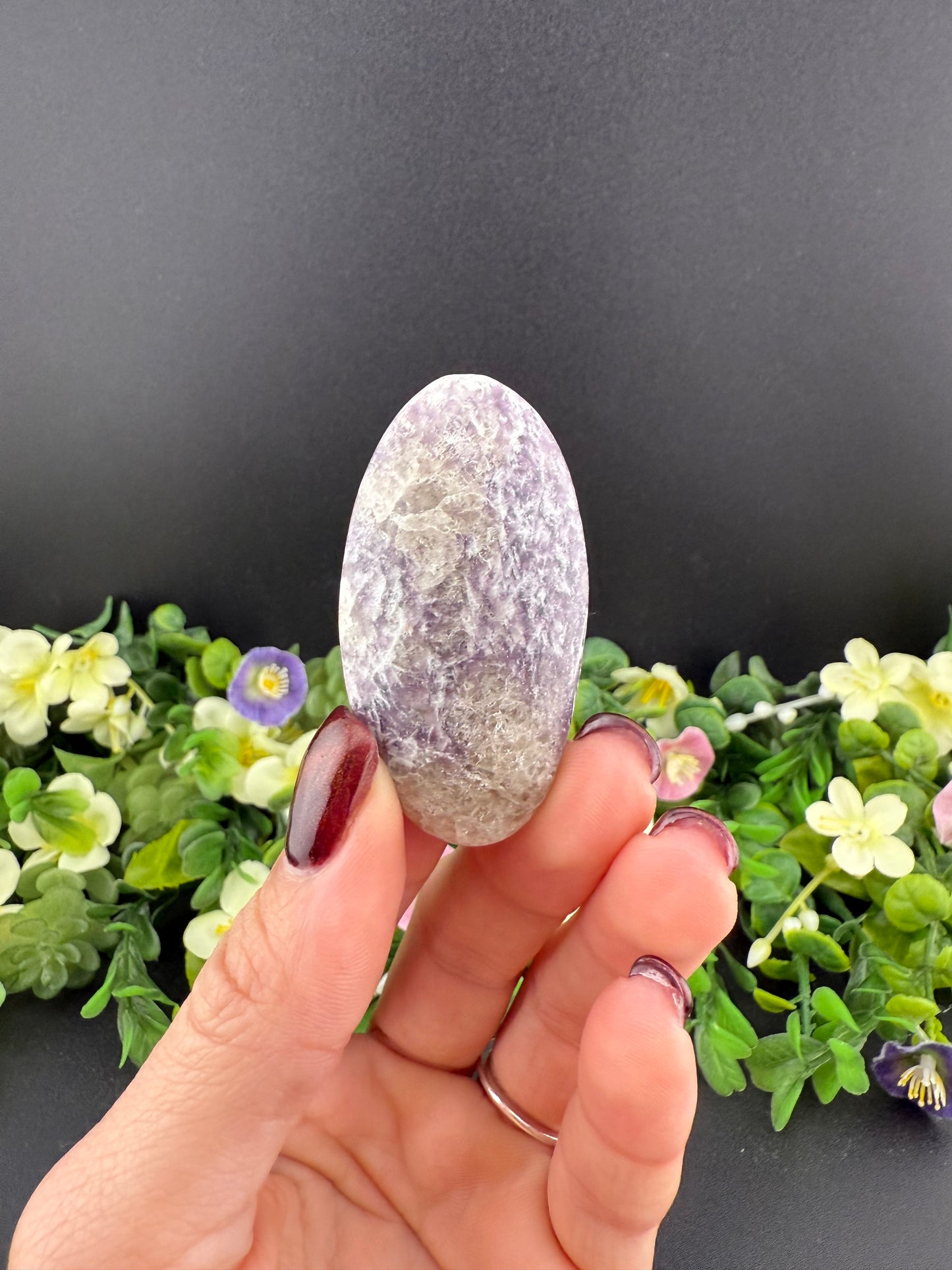 Small Lepidolite w/ Smoky Quartz Palmstone