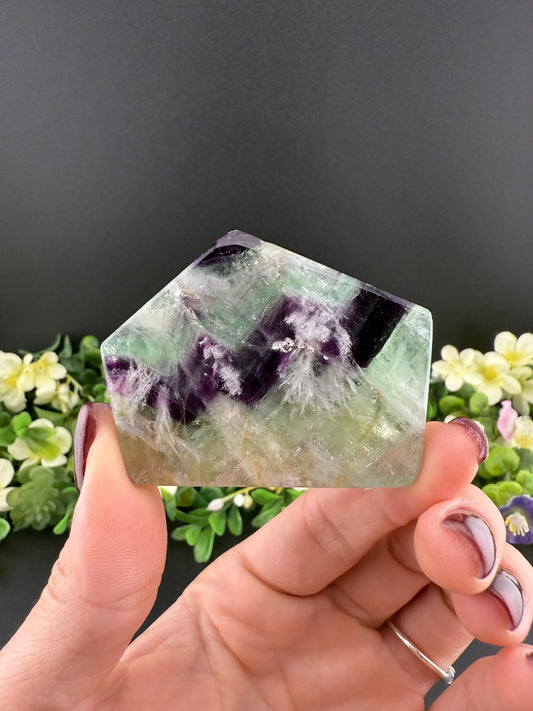 Feather Fluorite Slice